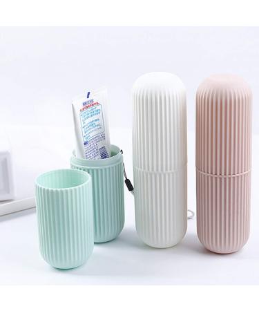 Yueser Travel Toothbrush Set - 2 Portable Toothbrushes Toothpaste Case & Storage Cup for Camping & Outdoors - Buy Online on GoSupps.com