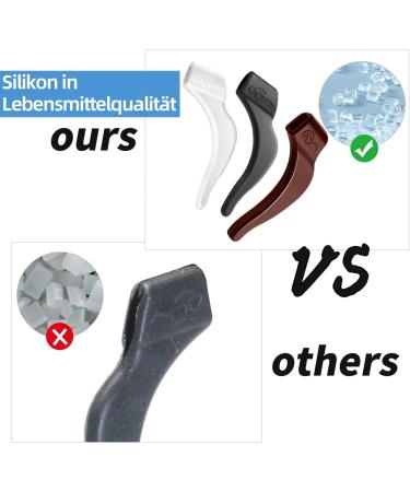 Zmdecqna Glasses Holder - 12 Silicone Anti-Slip Ear Pads for Glasses & Sunglasses - Soft Comfortable Protection (Black Transparent Brown) - Buy Online on GoSupps.com
