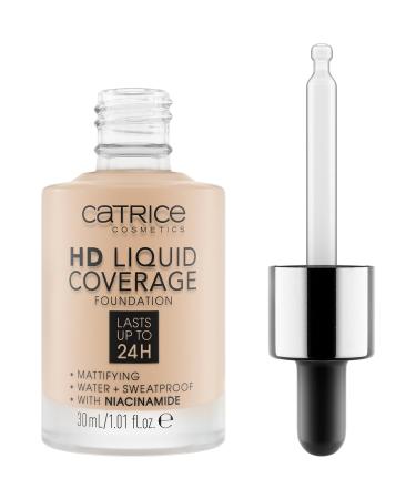 Catrice HD Liquid Coverage Foundation No. 010 - Vegan Oil-Free Waterproof Long-Lasting Matt Finish for Impure Skin (3x30ml) - Light Beige - Buy Online on GoSupps.com