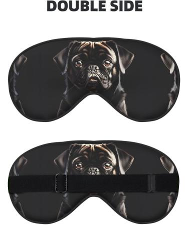 Cute Black Pug Dog Mask - Adjustable Sleep Mask for Travel Meditation & Relaxation | Soft & Breathable Blindfold - Buy Online on GoSupps.com