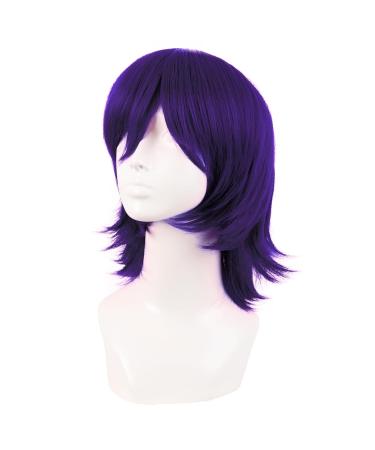 MapofBeauty 14 Dark Purple Short Cosplay Wig with Bangs - Wolf Tail Synthetic Hair for Parties - International Shipping Available - Buy Online on GoSupps.com