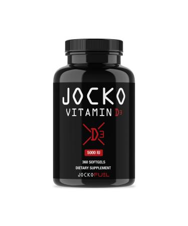 Jocko Fuel Vitamin D3 5000IU Supplements - Vitamin D Supports Immune System Bone Health & Metabolic Processes Helps Fatigue & Mood - Coconut Oil Blend 360 Servings