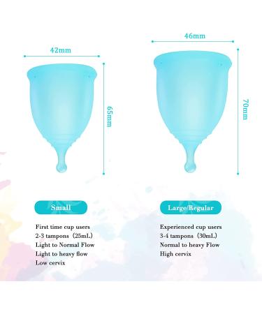 Reusable Menstrual Cups Multi Pack - Small and Large, Heavy Flow, Flexible & Soft - Includes Storage Bag - Organic Silicone - Blue - Pack of 2 - Buy Online on GoSupps.com