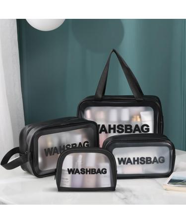 5PCS Clear Toiletry Bag Set - Waterproof Travel Makeup Bags with Zipper Handle, Portable and TSA Approved for Men and Women (Black) - Buy Online on GoSupps.com
