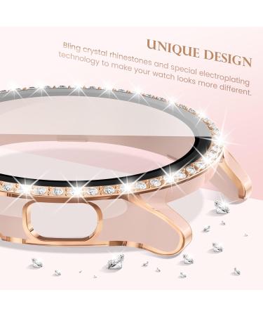 Goton Samsung Galaxy Watch 5 & 4 40mm Bling Case with Tempered Glass Film - Pink/RG Crystal Diamond Protective Cover - Accessories for Watch5 & Watch4 40mm - Buy Online on GoSupps.com