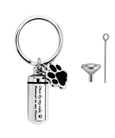 CTDMJ Stainless Steel Dog Paw Cremation Urn Keyring Small Urns for Ashes Ashes Urn Mini Cremation Urn Memorial Ashes Keepsake Keychain Pet Charms Locket Pendant Cremation Jewellery for Ashes