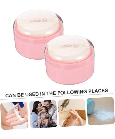 GLSTOY 2pcs Pink Baby Powder Puff Box - Body Powder Container Set for Loose Powder - Synthetic Sponge Compact - Body Powder Puff and Container - Buy Online on GoSupps.com