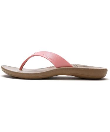 OKABASHI Women's Breeze Flip Flop - Toffee/Coral | Comfort Arch Support Slip-Resistant & Waterproof | Eco-Friendly USA Made Footwear - Buy Online on GoSupps.com
