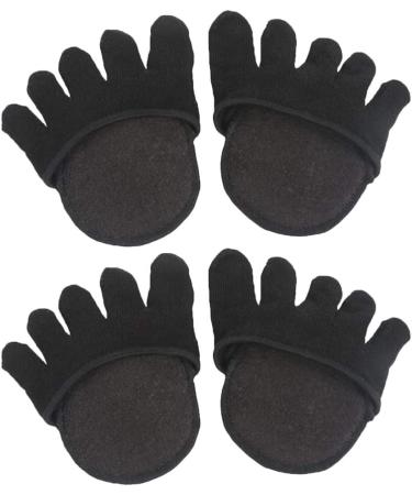 Healifty Toe Socks with Metatarsal Pads | Cotton Yoga Sports Five Finger Socks for Dry Skin - 2 Pairs (Black) - Buy Online on GoSupps.com