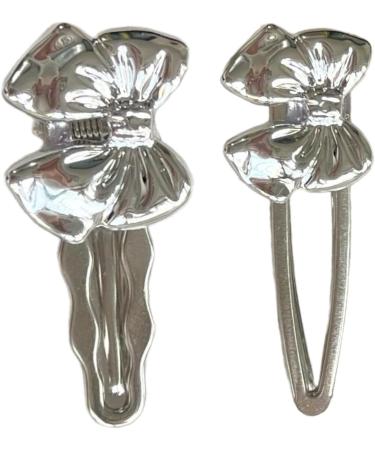 AJOIDR 2000s Metallic Hairclip for Teens Girl Silver Bowtie Hair Clip Hair Barrettes for SideBang 2000s Hair Styling Tool - Buy Online on GoSupps.com