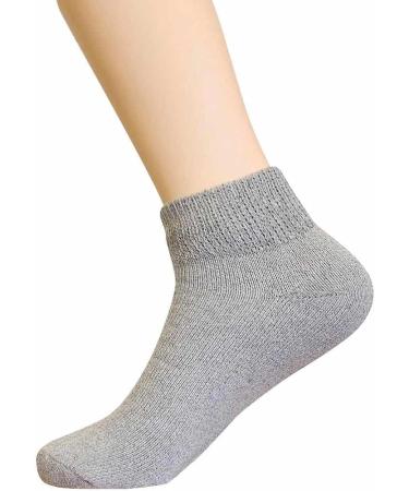 3 Pair Diabetic Ankle Quarter Circulatory Socks | Health Cotton Loose Fit | Grey 10-13 - Buy Online on GoSupps.com