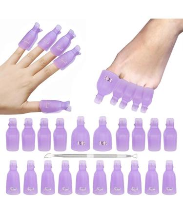 OOTDAY 20pcs Nail Clippers Double Metal Cuticle Pusher for Nail Polish and Toe Nail Polish (Purple)