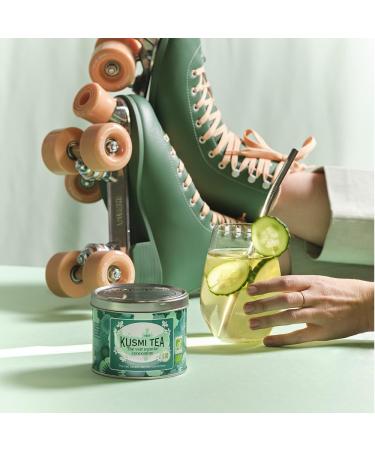 Kusmi Tea - Vert Menthe Concombre Bio - Th Vert Biologique aux Feuilles de Menthe et Ar mes Naturels de Concombre - Bo te M tal 100g - Environ 50 Tasses - Buy Online on GoSupps.com