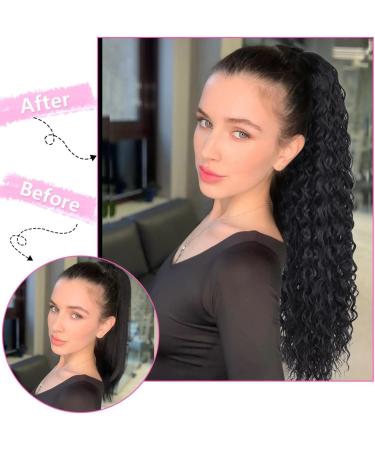 24 inch Long Curly Drawstring Ponytail Extension - Synthetic Hairpiece for Women in 1B# 24 inch - Buy Online on GoSupps.com