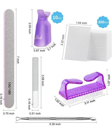 MORGLES Gel Nail Remover Kit - 10 Nail Clips, 300 Cotton Pads, Files, Shiner, Cuticle Pusher, Brush - Purple - Buy Online on GoSupps.com