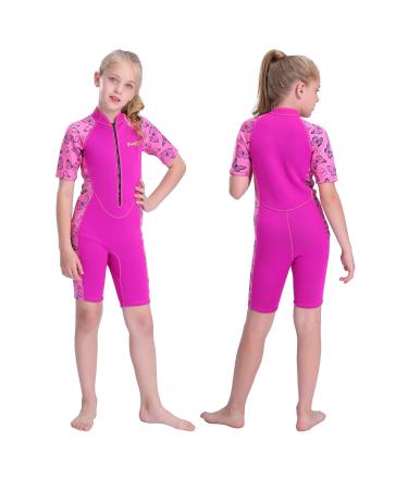 Goldfin Kids Wetsuits for Girls Boys, 2mm Toddler Shorty Wetsuit Youth Neoprene Suit Front Zip Keep Warm for Water Aerobics Diving Surfing Swimming 1.Girls - Butterfly 4