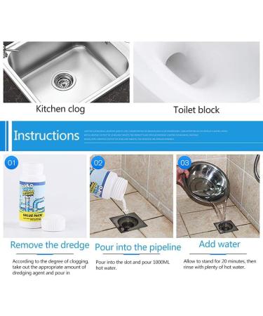 Pipe Sink Drain Cleaner Powerful Pipe Dredging Agent Powerful Sink Drain Cleaner for Kitchen Sewer Toilet Closestool Clogging Family Essential Utility (110G) - Buy Online on GoSupps.com