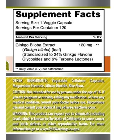 Amazing Formulas Ginkgo Biloba 120 Mg Supplement 120 Capsules | Standardized to Contain 24% Ginkgo Flavone Glycosides | Non-GMO | Gluten Free | Made in USA 120 Count 120 Count (Pack of 1) - Buy Online on GoSupps.com