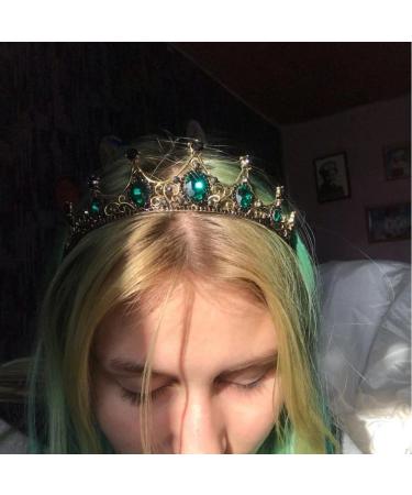 Green Baroque Queen Crown - Vintage Bride Tiara for Women | Fineder Princess Hair Accessory for Prom - Buy Online on GoSupps.com