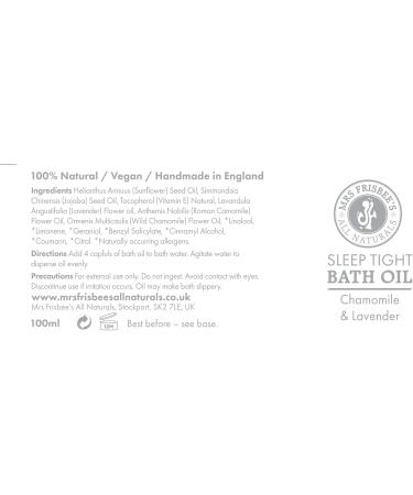Sleep Tight Aromatherapy Bath Oil - Lavender & Roman Chamomile, Jojoba & Sunflower Seed Oil, Natural Vitamin E - Handmade, Vegan, Cruelty Free (100ml) - Buy Online on GoSupps.com