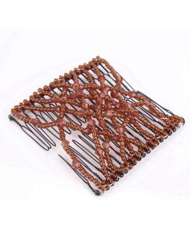 MOUMOUTEN Magic Hair Comb - Stretchable Beading Hair Slide Elastic Hair Comb Beading Hair Accessory for Weddings and Daily Use (Coffee) - Buy Online on GoSupps.com