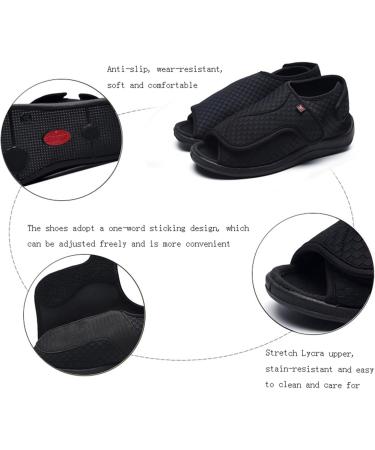 Women's Wide Width Shoes - Adjustable Breathable Casual Sandals for Edema Hammertoe Arthritis & Bunions - Comfy Summer Slippers for Swollen Feet - Size 9 Black - Buy Online on GoSupps.com