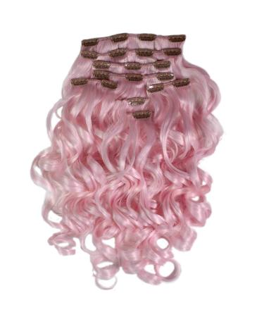 hair2heart Clip in Extensions Synthetic Hair Wavy - 8 pcs. 130g Bubblegum 60cm #101 Bubblegum