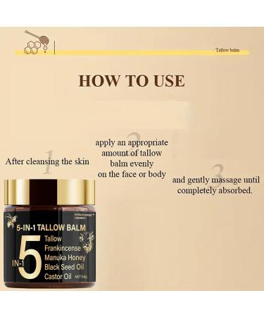 Grospe 5-in-1 Tallow Balm Premium Honey & Beef Tallow Cream Deeply Hydrates & Nourishes the Skin Reduce Fine Lines Suitable for Dry and Sensitive Skin Care 50g - Buy Online on GoSupps.com