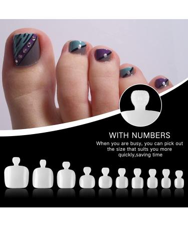 Ranrose 200PC Full Cover Acrylic Fake Toenail Tips - 10 Sizes False Toe Nails with Box for Foot Manicure - Press On Artificial Toenails in White - Buy Online on GoSupps.com