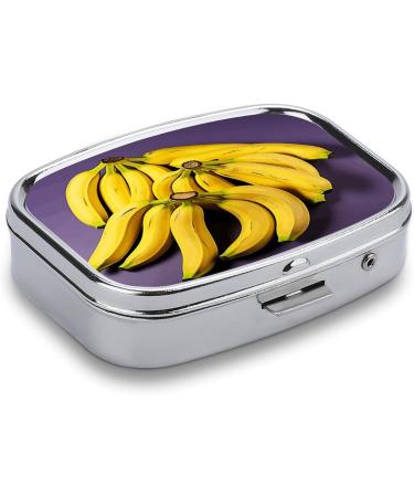 Unique Banana Fruit Print Pill Box | 2 Compartment Metal Pill Organizer | Portable Decorative Medicine Case for Pocket & Purse - Buy Online on GoSupps.com