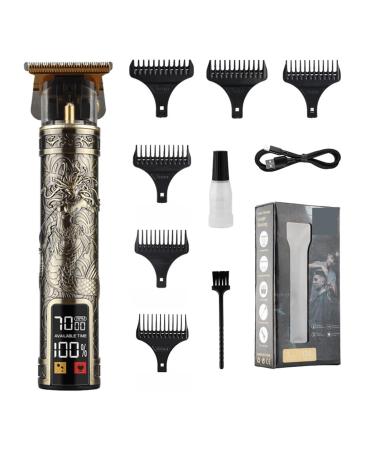 Razors T9 LCD Electric Hairdresser Oil Shaving Head Electric Pusher Carving Electric Pusher Clipper Hair Precision Trimmer for Men Care(LCD Metal Black)