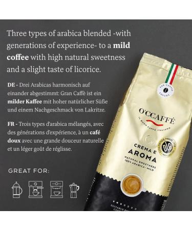 O'ccaff Crema e Aroma 100% Arabica Coffee Beans 1kg - Buy Online on GoSupps.com