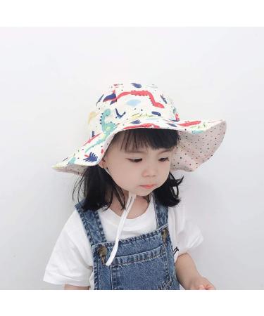 XYIYI Kids Adjustable Bucket Hat for Boys and Girls 2-4 Years - Beige Dinosaur Design - Buy Online on GoSupps.com