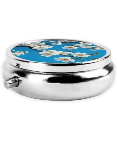 Japanese Cherry Flowers Round Pill Box | 3 Compartment Mini Travel Organizer | Portable Decorative Medicine Holder - Buy Online on GoSupps.com