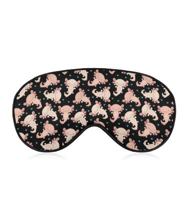Cute Axolotl Sleep Mask for Women Adjustable Sleeping Eye Shades Cover with Elastic Strap