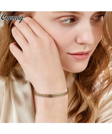 Cigmag Women's Copper Magnetic Bracelet - Adjustable Brazaletes Cuff Bangle with Ultra Strength Magnet - Tricolor Feather Design - Gift Box Included - Buy Online on GoSupps.com