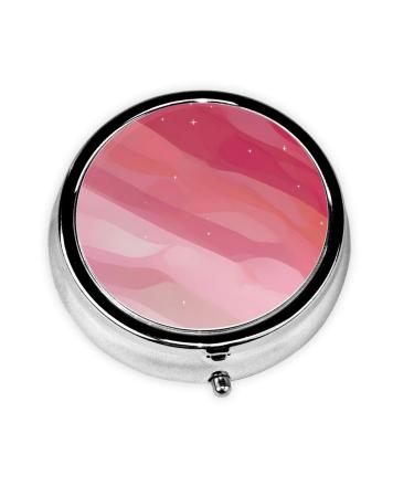 Pink Gradient Styleround Pill Box 3 Compartments Round Pill Box Organizer for Purse Or Pocket Portable Travel Pill Box