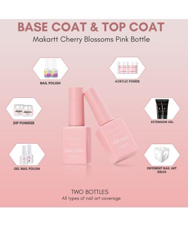 Makartt No Wipe Top and Base Coat Kit - Clear Glossy Gel Polish Set for Acrylic Nails - Stain Resistant UV Primer - 2x 8ml - Buy Online on GoSupps.com