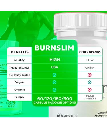 (3 Pack) Burn Slim Capsules Official Burnslim Pills with All Natural Ingredients Advanced Burn Slim Health and Wellness Vitamin Supplement Supporting Active Lifestyle for Women & Men (180 Capsules) - Buy Online on GoSupps.com