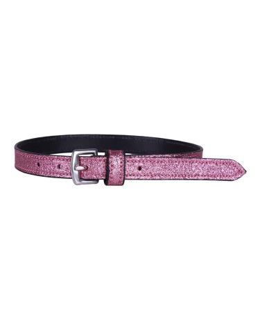 ARBO-INOX - Leather spur straps - in glitter look - with stainless steel buckle (pink)