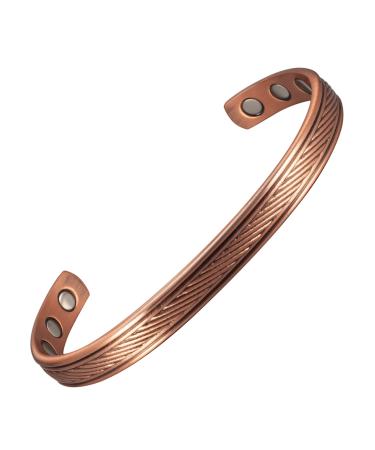 Enermagix magnetic copper bracelets for men and women 99.9% solid copper magnetic cuffs with powerful magnets (3522 Gauss each)