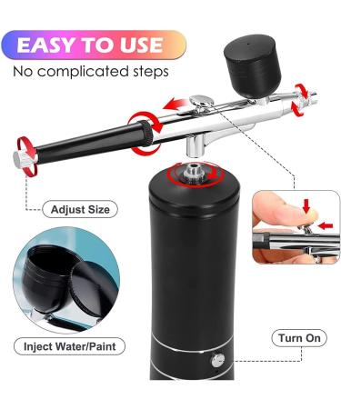 Loufy Nail Oxygen Injector Mini Air Compressor Kit Paint Sprayer pour Art Tattoo Craft Cake Nano Fog Mist Black - Buy Online on GoSupps.com