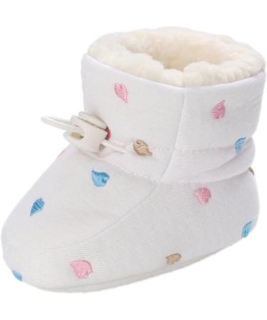 Newborn Winter Warm Fleece Booties | Non-Slip Soft Sole Baby Shoes | Adjustable Prewalker Boots for Girls Boys | 0-18 Months | B White - Buy Online on GoSupps.com