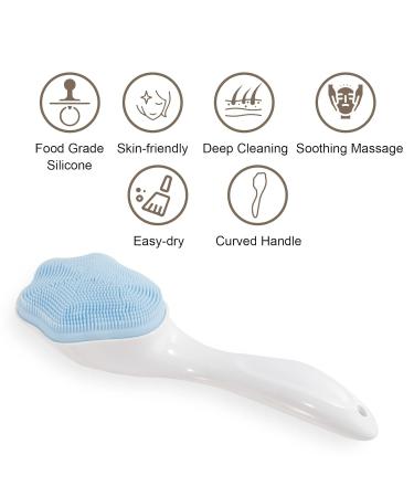 Beomeen 2 Pack Silicone Face Scrubber Exfoliating Brush - Manual Handheld Facial Cleansing Brush for Blackhead Removal & Skincare - Soft Bristles, Waterproof (Blue Pink) - Buy Online on GoSupps.com