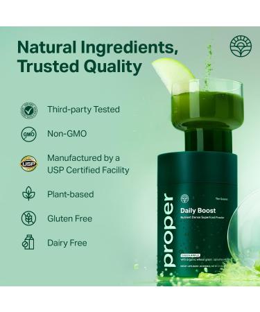 Proper The Greens Daily Boost Organic Greens Powder. Whole Food Apple Flavour Veggie Powder Superfood with Wheatgrass Spirulina Chlorella Probiotics. Daily Drink Mix for Wellness and Digestion 30 Servings - Buy Online on GoSupps.com