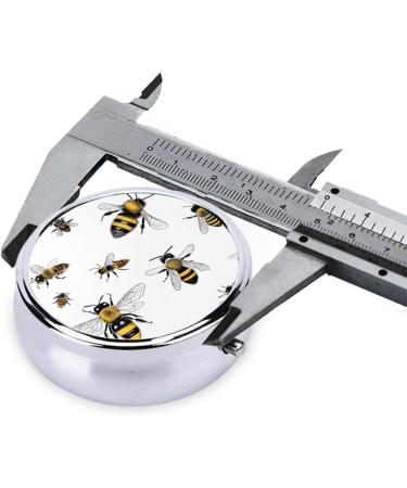 Funny Bees Round Pill Box - 3 Compartment Mini Travel Organizer for Medicine Vitamins & Tablets - Buy Online on GoSupps.com