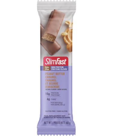 Case of 12 Boxes of Slimfast Bake Shop Meal Replacement Bars with 15g of Protein & 5g Fiber 5 - 60g Bars per Box and 12 Boxes per case 60 Bars Total Peanut Butter Caramel Bar - Buy Online on GoSupps.com
