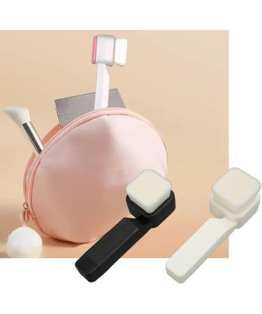 Double Sided Face Brush Soft Bristles Facial Cleansing Brush Ergonomic Long Handle Exfoliator Facial Scrubber Fiber Wool - Buy Online on GoSupps.com