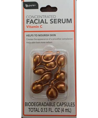B.Pure Vitamin C Facial Serum Capsules 10 Biodegradable Travel-Size Capsules Brightening & Nourishing Skin Care for Radiance Smooth Complexion & Hydration