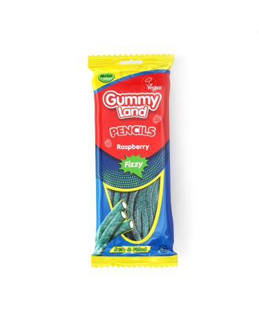 Gummy Land Fizzy Raspberry Pencils - Vegan - Halal - 150g (Pack of 12)